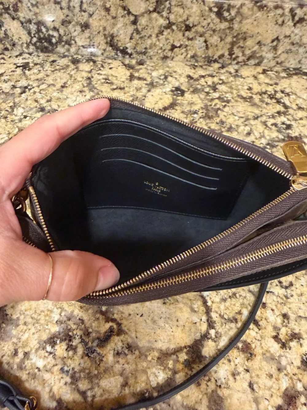 LOUIS VUITTON DOUBLE ZIP POCHETTE GIANT REVERSE MONOGRAM - Picture 5 of 14